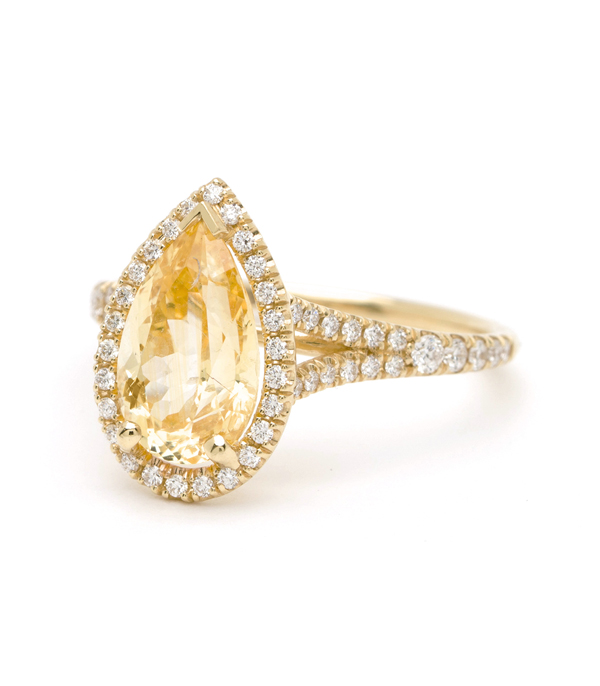 Pave Diamond Yellow Sapphire Engagement Ring