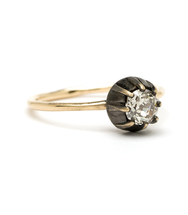 Victorian Style Bezel Set Boho Engagement Ring
