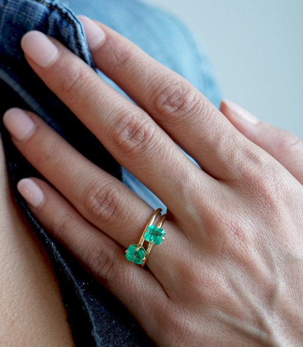 Bohemian Emerald Solitaire Engagement Ring