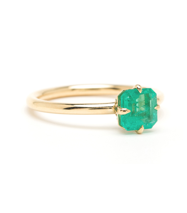 Emerald Solitaire Unique Engagement Ring
