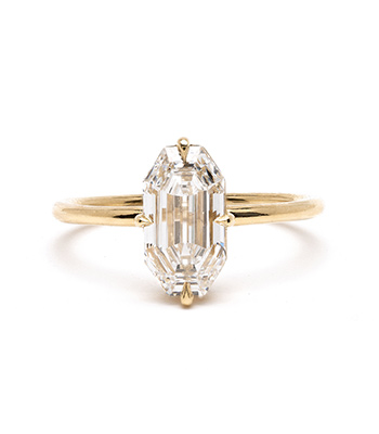 14k Yellow Gold Emerald Cut Lab Grown Diamond Unique Engagement Rings for Classic Style Bride looking for Ethically Sourced Engagement Rings for Women designed by Sofia Kaman handmade in Los Angeles