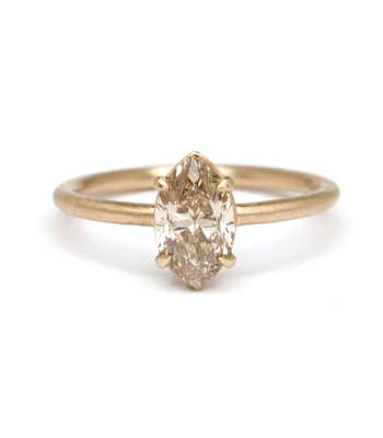 Marquise Cut Champagne Diamond Bohemian Engagement Ring designed by Sofia Kaman handmade in Los Angeles