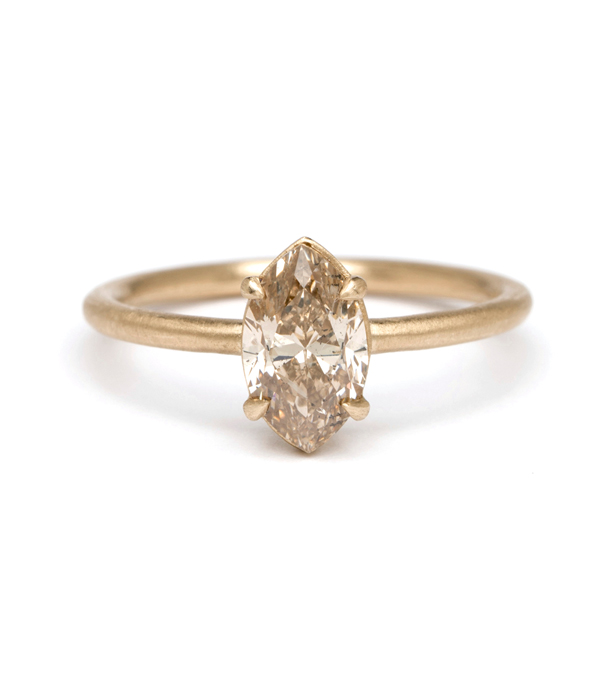 Marquise Cut Champagne Diamond Bohemian Engagement Ring designed by Sofia Kaman handmade in Los Angeles using our SKFJ ethical jewelry process. This piece has been sold and is in the SK Archive.