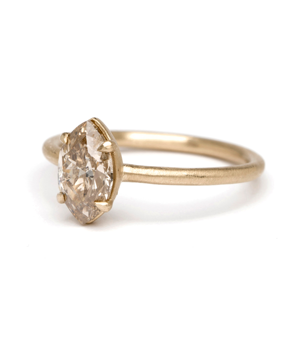 Simple Solitaire With Champagne Diamond Marquise