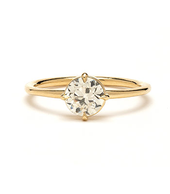 Old European 1 Carat Diamond Ring Perfect for Wedding Bands for Women designed by Sofia Kaman handmade in Los Angeles