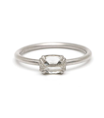 Platinum Oval Rose Cut Diamond Bohemian Engagement Ring designed by Sofia Kaman handmade in Los Angeles