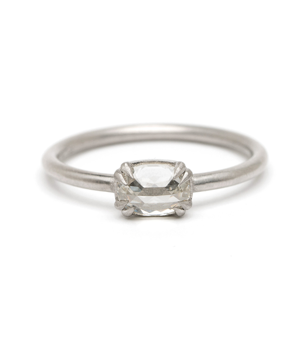 Platinum Oval Rose Cut Diamond Bohemian Engagement Ring designed by Sofia Kaman handmade in Los Angeles using our SKFJ ethical jewelry process. This piece has been sold and is in the SK Archive.