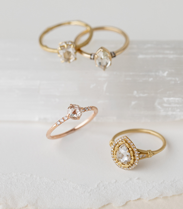 Bohemian Rose Cut Diamond Engagement Ring