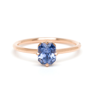 Blue Sapphire Solitaire Bohemian Engagement Ring designed by Sofia Kaman handmade in Los Angeles