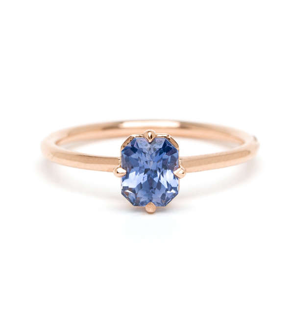 Blue Sapphire Solitaire Bohemian Engagement Ring designed by Sofia Kaman handmade in Los Angeles using our SKFJ ethical jewelry process.
