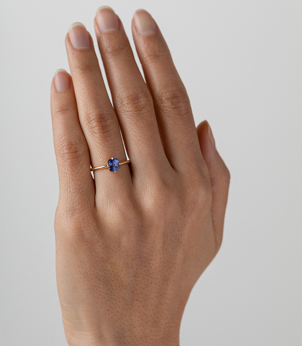 Sofia Kaman Blue Sapphire Solitaire Engagement Ring