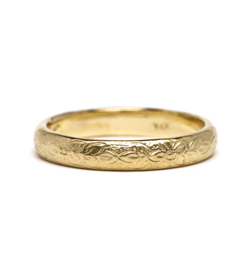 14k Gold Vintage Inspired Wedding Band Perfect for Vintage Engagement Rings designed by Sofia Kaman handmade in Los Angeles
