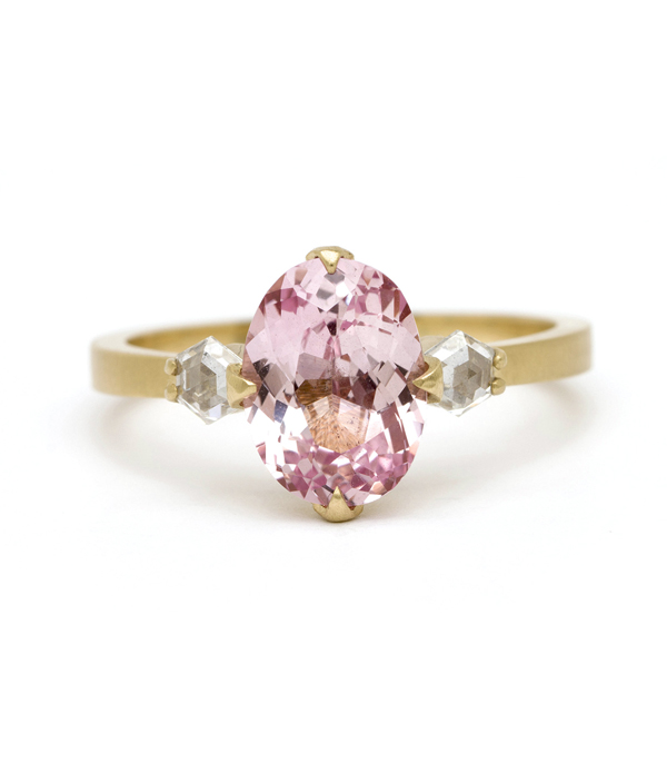 Pink Orange Sapphire Unique Modern Sophisticated Engagement Ring
