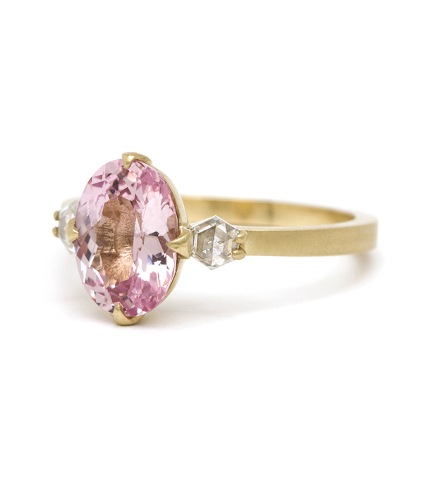 Pink Orange Sapphire Unique Modern Sophisticated Engagement Ring