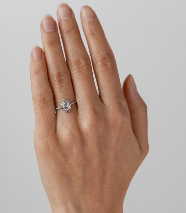 Platinum Rose Cut Diamond Engagement Ring