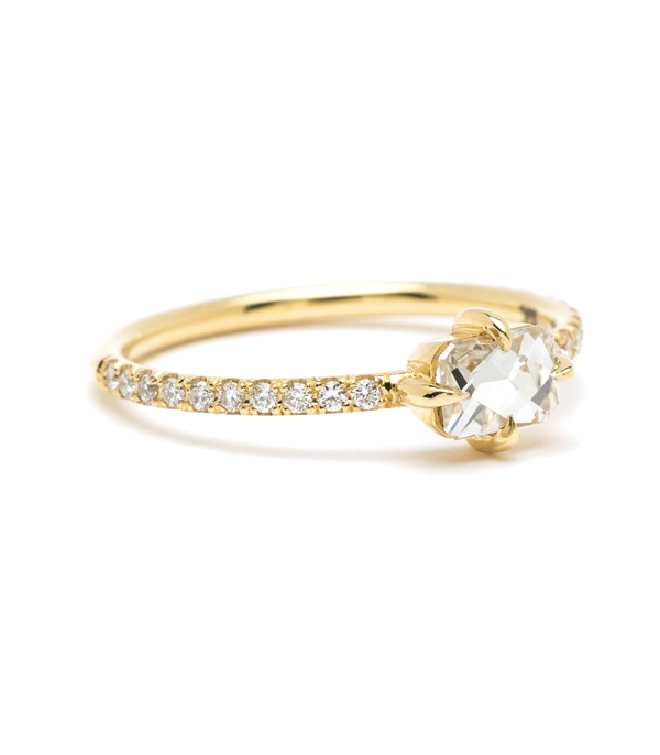 French Cut Diamond Boho Engagement Ring