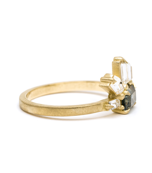Matte Gold Blue Sapphire Bohemian Engagement Ring