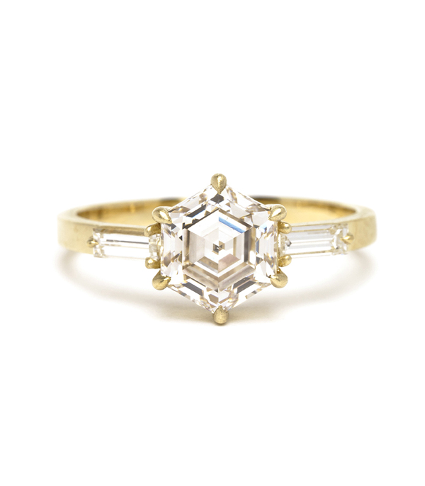 Hexegon Diamond Engagement Rings