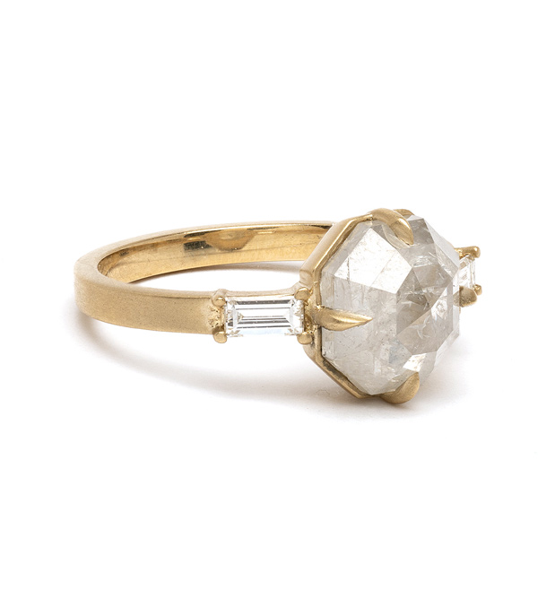 Octagon Diamond Engagement Ring