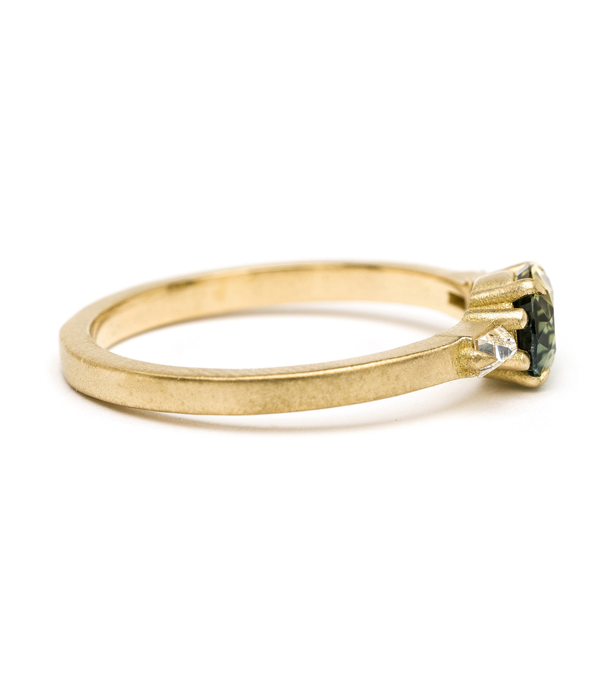 Matte Gold Bohemian Natural Sapphire Stacking Ring
