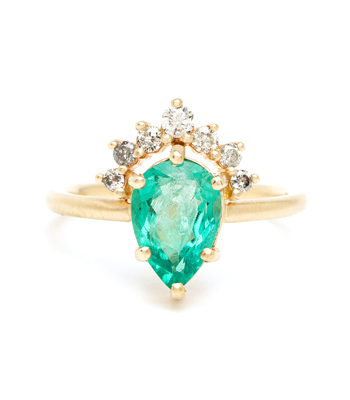 Pear Shape Emerald One of a Kind Engagement Ring designed by Sofia Kaman handmade in Los Angeles