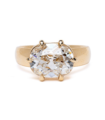 18K Yellow Gold 4 Carat Diamond Ring designed by Sofia Kaman handmade in Los Angeles