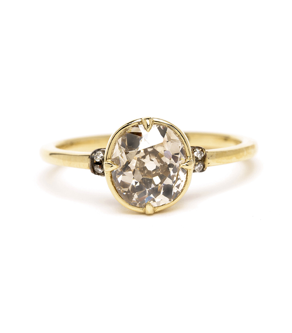 Champagne Diamond One of a Kind Engagement Ring for the Non Traditional Bride designed by Sofia Kaman handmade in Los Angeles using our SKFJ ethical jewelry process.