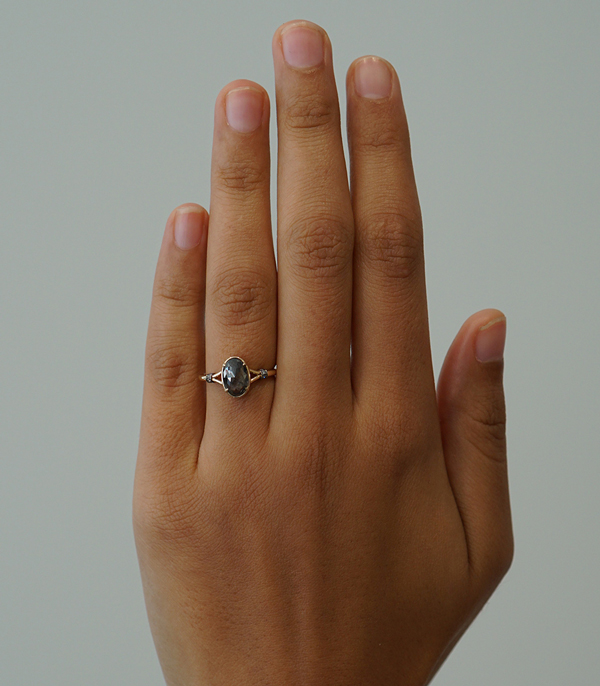 Unique Bohemian Salt And Pepper Diamond Engagement Ring
