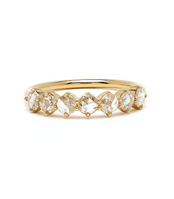 14K Gold 7 Stone Diamond Wedding Band for Unique Engagement Rings designed by Sofia Kaman handmade in Los Angeles