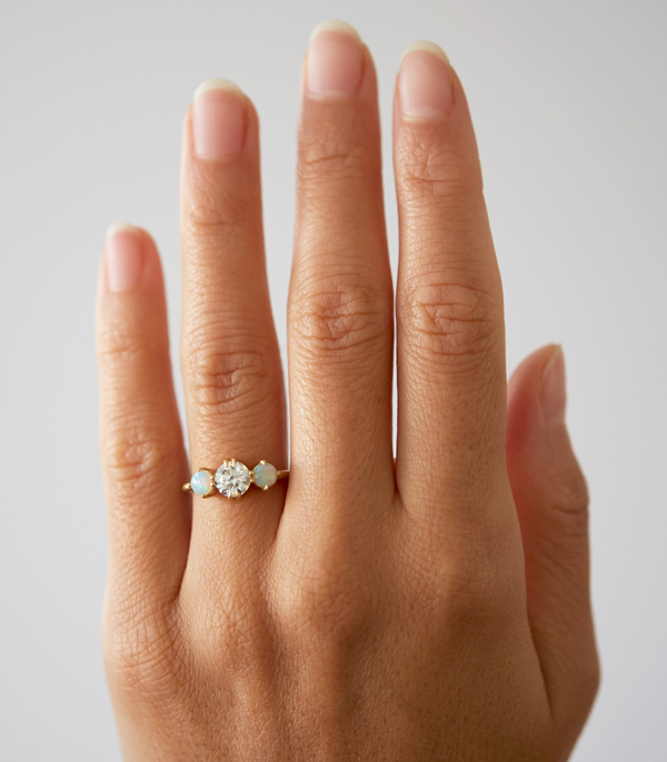 Claudette - Diamond and Opal Engagement Ring