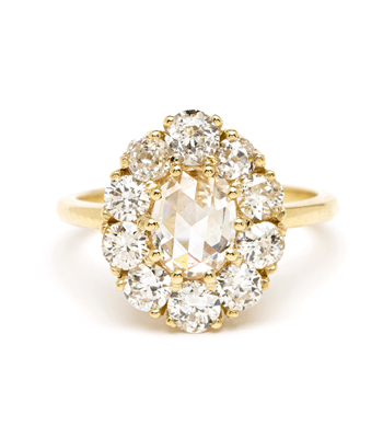 Rose Cut Champagne Diamond One of a Kind Engagement Ring designed by Sofia Kaman handmade in Los Angeles