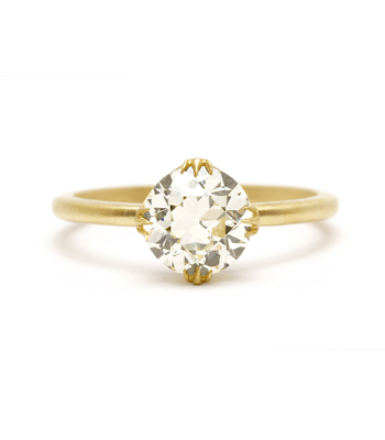 One of a Kind Antique Diamond Engagement Ring designed by Sofia Kaman handmade in Los Angeles