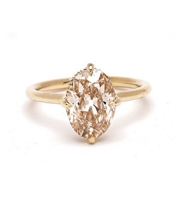 18K Gold Champagne Oval Cut Diamond Engagement Rings for Women designed by Sofia Kaman handmade in Los Angeles