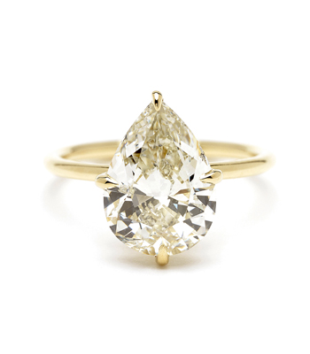 4.00ct Pear Shaped Diamond Unique Engagement Ring designed by Sofia Kaman handmade in Los Angeles
