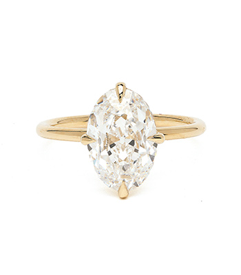 14K Shiny Yellow Gold Lab Grown Oval Diamond Engagement Ring for Women designed by Sofia Kaman handmade in Los Angeles