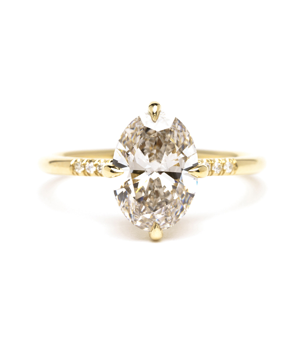 1.80ct Lab Grown Oval Cut Diamond Engagement Ring designed by Sofia Kaman handmade in Los Angeles using our SKFJ ethical jewelry process. This piece has been sold and is in the SK Archive.