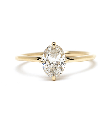 Oval Brilliant Cut Diamond Foundry Lab Created Diamond Engagement Ring In Yellow Gold With Hidden Halo designed by Sofia Kaman handmade in Los Angeles