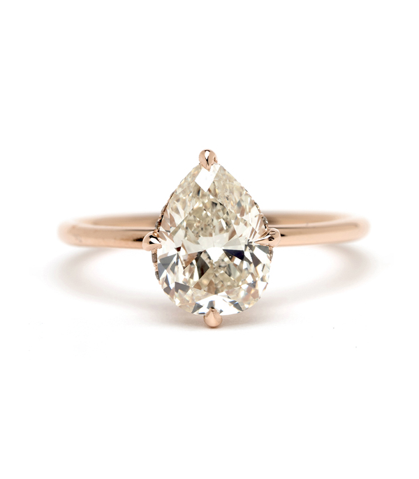 One of a Kind Antique Pear Shaped Diamond Engagement Ring for the Non Traditional Bride designed by Sofia Kaman handmade in Los Angeles using our SKFJ ethical jewelry process. This piece has been sold and is in the SK Archive.