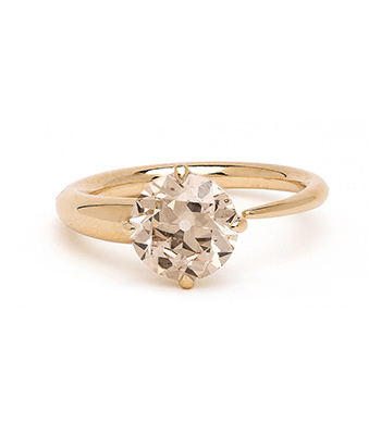 Sloane - 2.17ct Round Champagne Diamond Unique Engagement Ring designed by Sofia Kaman handmade in Los Angeles