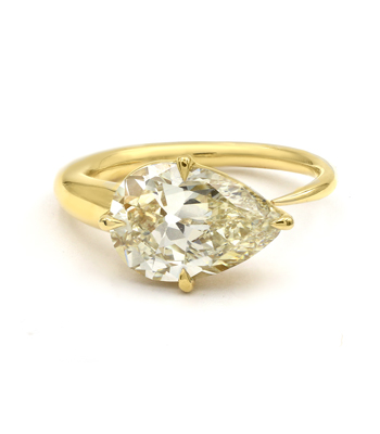 Sloane - Sideways Pear Shape Diamond Engagement Ring designed by Sofia Kaman handmade in Los Angeles