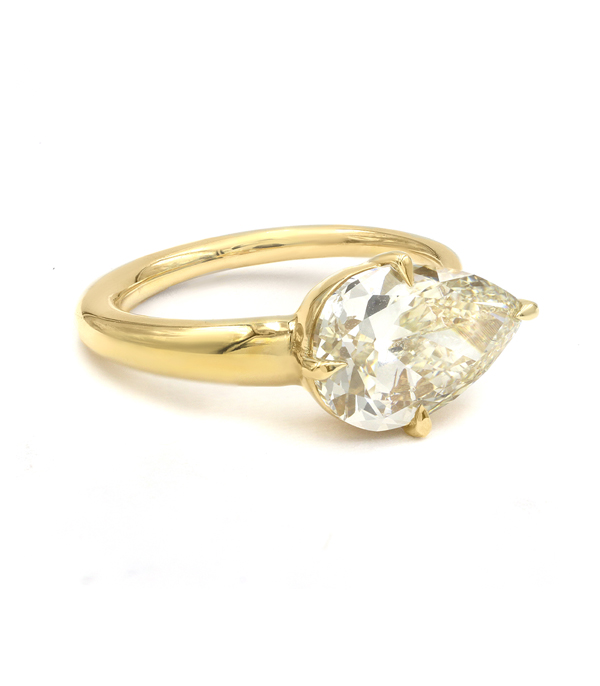 East West Pear Engagement Ring