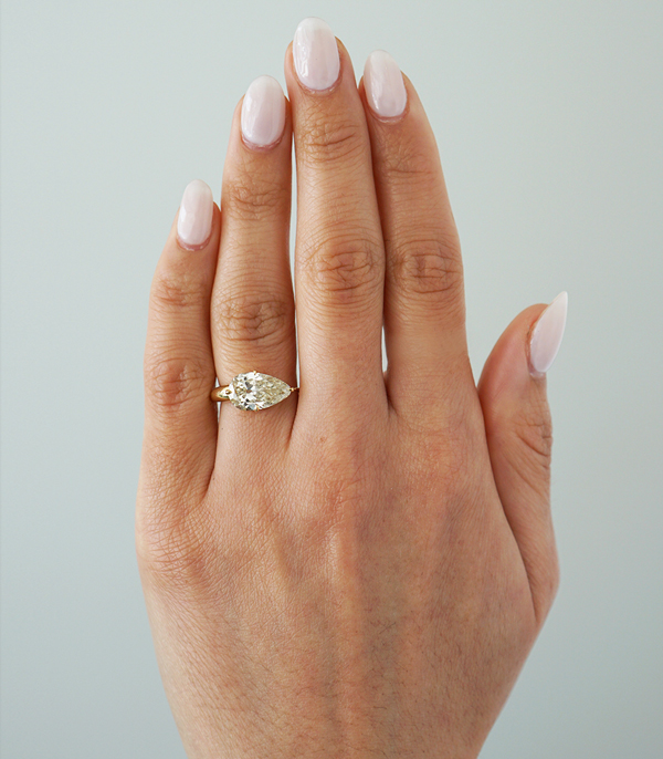 Sideways Pear Diamond Engagement Ring