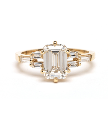 Emerald Cut Emerald Cut Lab Grown Diamond Unique Engagement Rings designed by Sofia Kaman handmade in Los Angeles