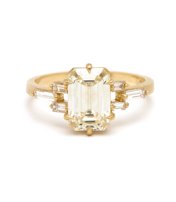 Champagne Diamond Emerald Cut Engagement Ring