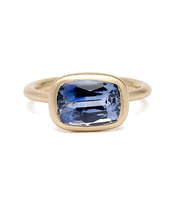 Billie - Bezel Set Blue Sapphire Unique Engagement Ring designed by Sofia Kaman handmade in Los Angeles