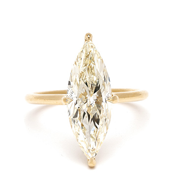 18K Yellow Gold 4ct Marquise Cut Ethical Diamond Engagement Rings for Women designed by Sofia Kaman handmade in Los Angeles