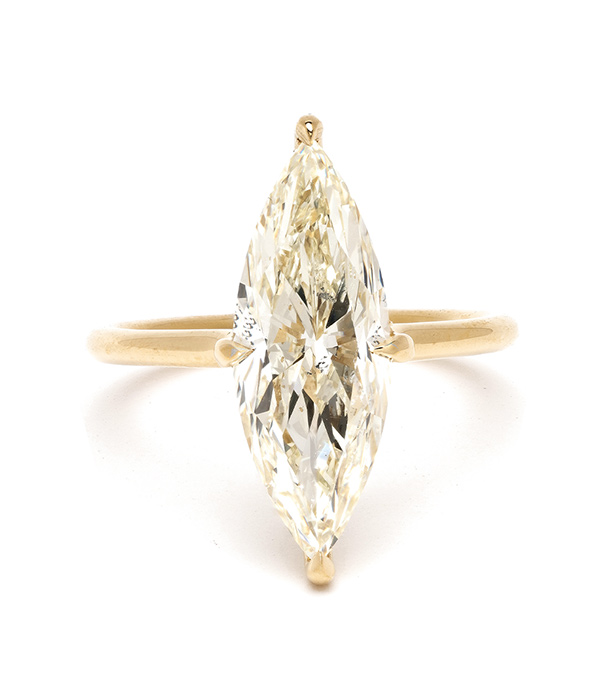18K Yellow Gold 4ct Marquise Cut Ethical Diamond Engagement Rings for Women designed by Sofia Kaman handmade in Los Angeles using our SKFJ ethical jewelry process.