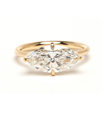 14k Gold East West Marquise Cut Lab Grown Diamond Engagement Ring for Non-traditional Brides designed by Sofia Kaman handmade in Los Angeles