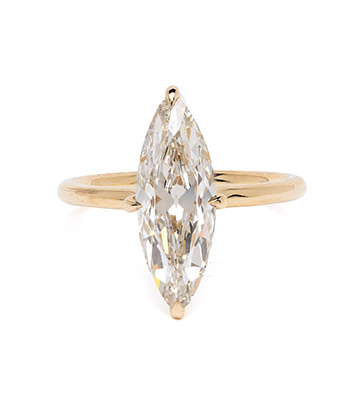 18K Yellow Billie Gold Marquise Diamond Engagement Rings for Women designed by Sofia Kaman handmade in Los Angeles