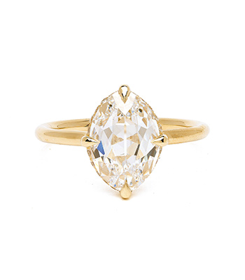 14K Shiny Yellow Gold Lab Grown 3.03ct Moval Cut Diamond Engagement Rings for Women designed by Sofia Kaman handmade in Los Angeles